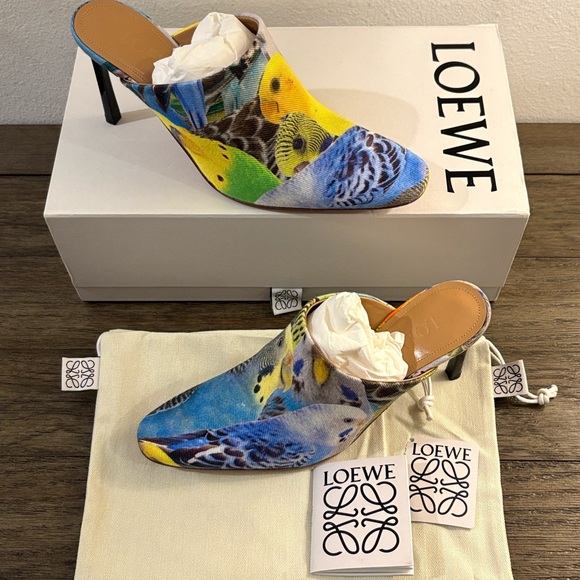 Loewe Shoes - NIB [Loewe] Bird Printed Fabric Slip-On Heel Sandal Mules Women’s EU 36 / US 6